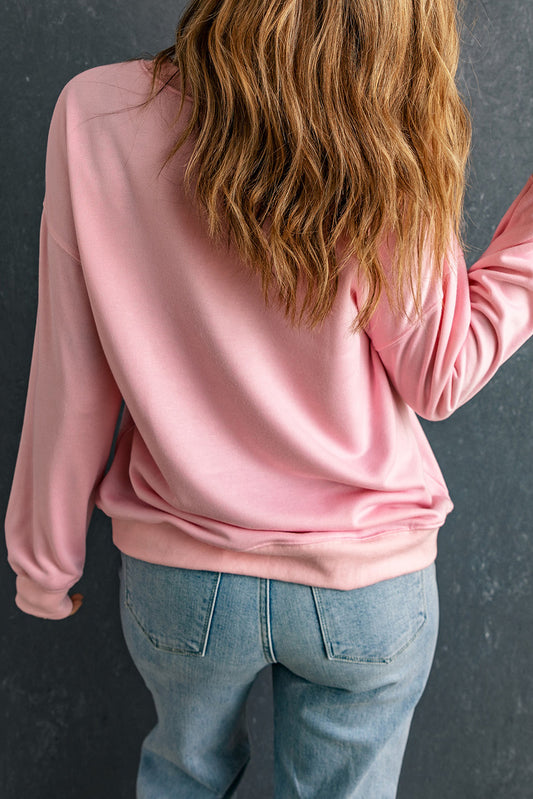 LOVER Puff Print Drop Shoulder Pullover Sweatshirt