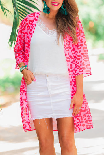 Leopard Sheer Print Long Kimono