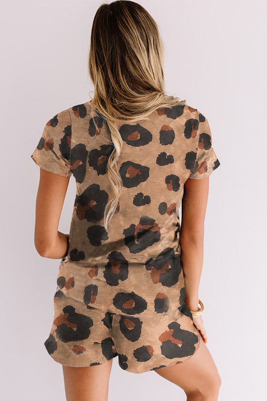 Pocket Short Sleeve Drawstring Lounge Set
