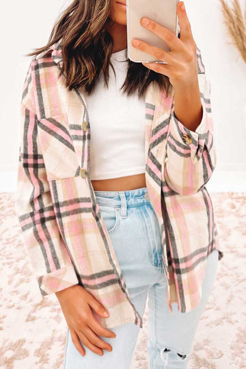 Plaid Button Front Chest Pocket Shacket