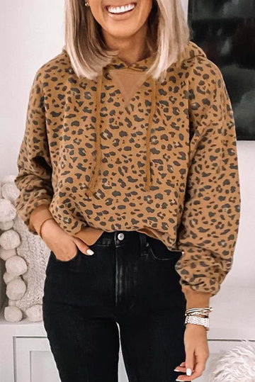 Long Sleeve Drawstring Cropped Hoodie