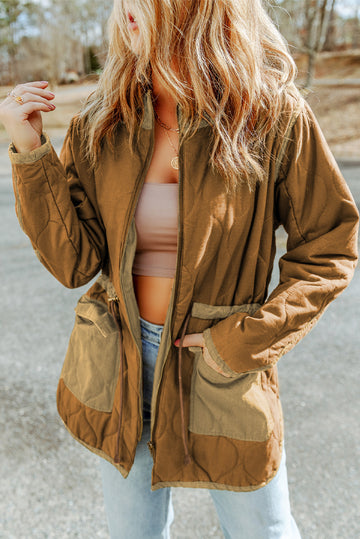 Stitching Quilted Drawstring Jacket