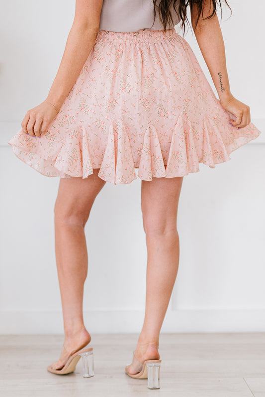 Ruffled Floral Mini Skirt