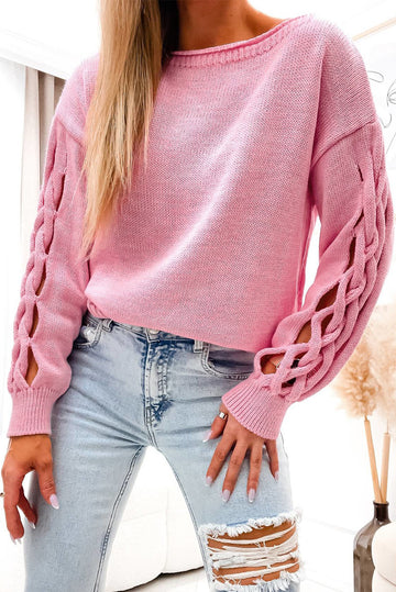 Woven Hollowed Dropped Sleeve Sweater