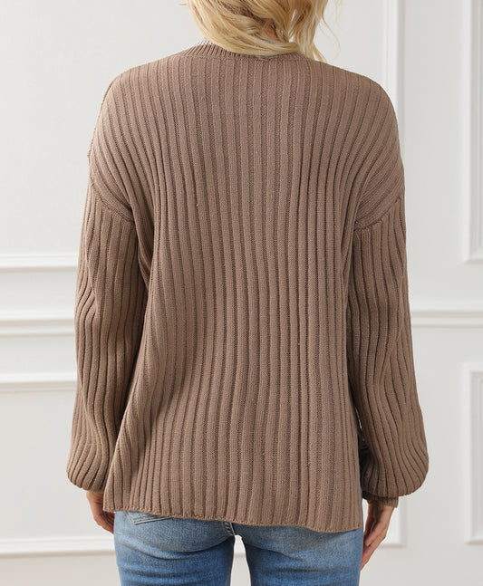 Balloon Sleeve High Low Split Sweater