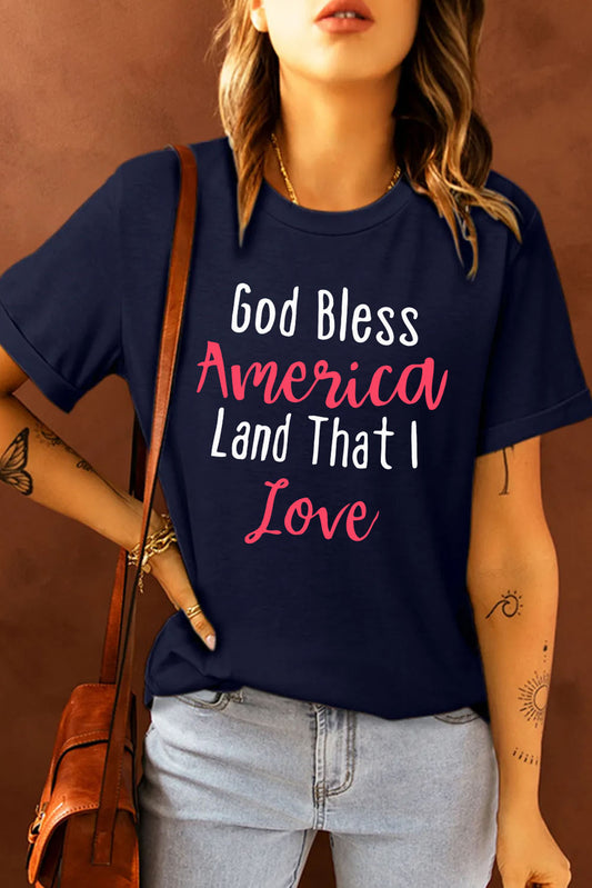 God Bless America Land That I Love Crewneck T Shirt