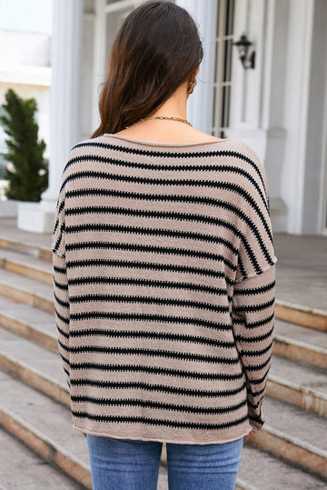 Print Dropped Shoulder Loose Sleeve Sweater