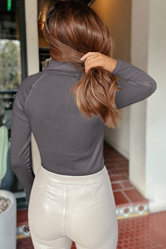 Cut Out Mock Neck Long Sleeve Bodysuit