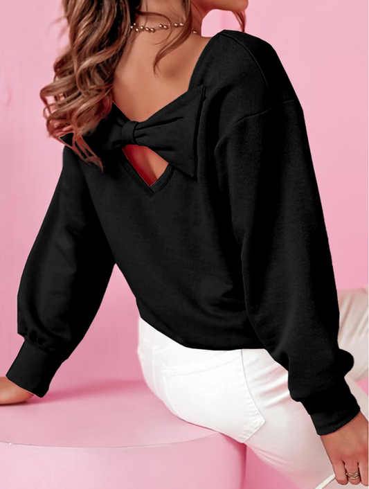 Bowknot Dewback Round Neck Sweatshirt