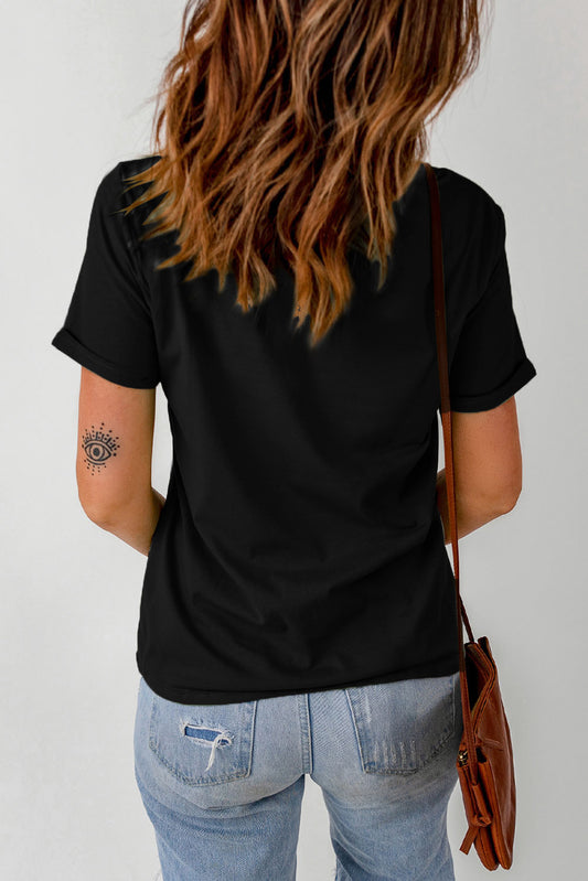 Howdy New Years Pattern Print Round Neck T Shirt