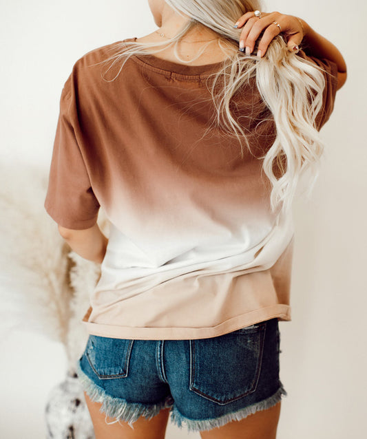 Gradient Color Crew Neck T-shirt