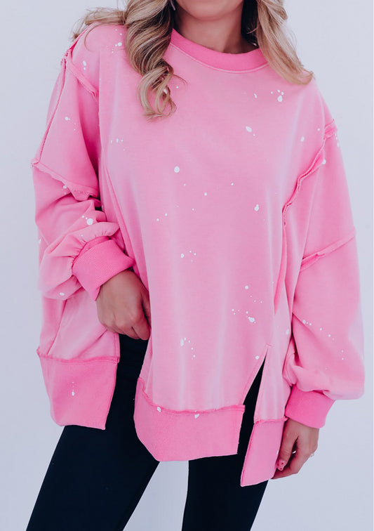 Bonbon Splash Spots Exposed Seam Baggy Sweatshirt